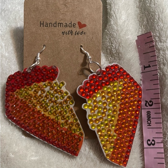 Pumpkin pie Rhinestones Handcrafted earrings - Picture 6 of 6